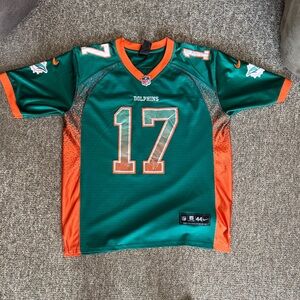 Very Worn Green and Orange Dolphins Jersey